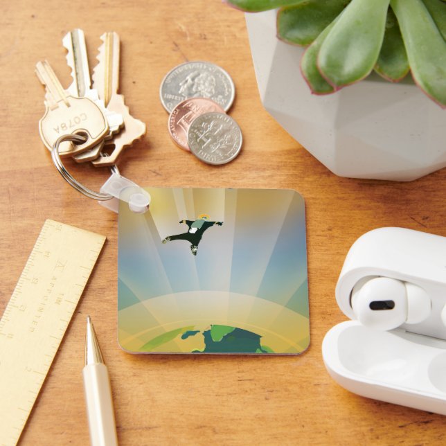 Retro Space Poster-The Gravity Of A Super Earth Keychain (Desk)
