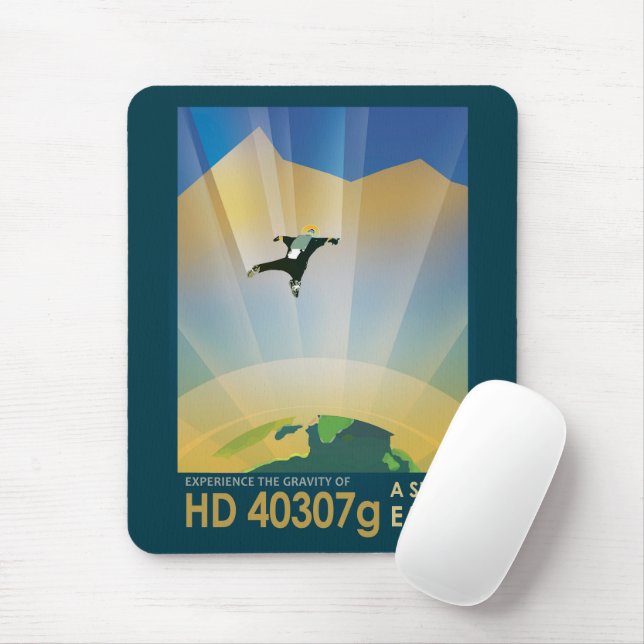 Retro Space Poster-The Gravity Of A Super Earth Mouse Pad (With Mouse)