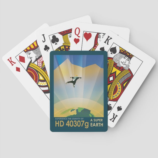 Retro Space Poster-The Gravity Of A Super Earth Playing Cards (Back)