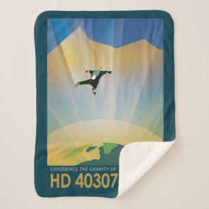 Retro Space Poster-The Gravity Of A Super Earth Sherpa Blanket
