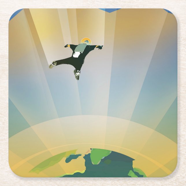 Retro Space Poster-The Gravity Of A Super Earth Square Paper Coaster (Front)