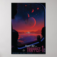 Retro Space Poster - Viewers Observe Trappist-1e.