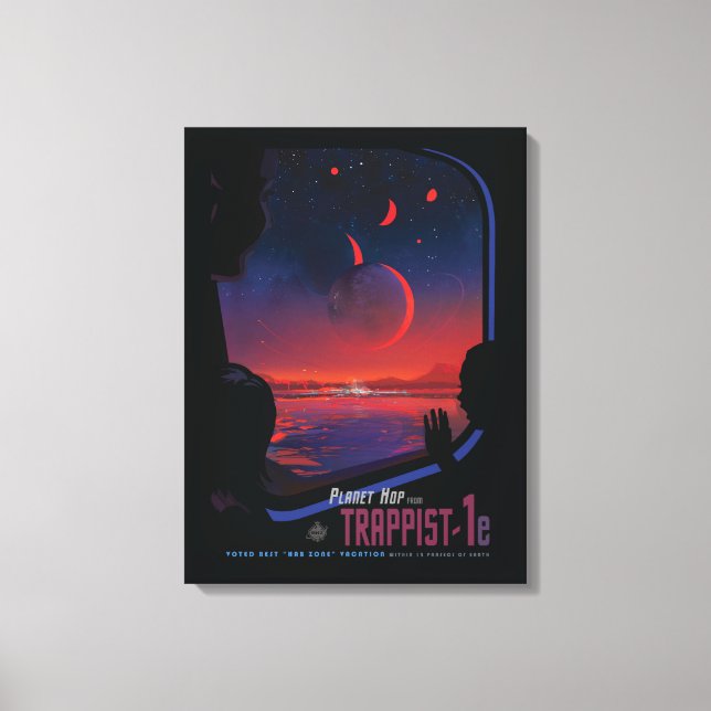 Retro Space Poster - Viewers Observe Trappist-1e. Canvas Print (Front)