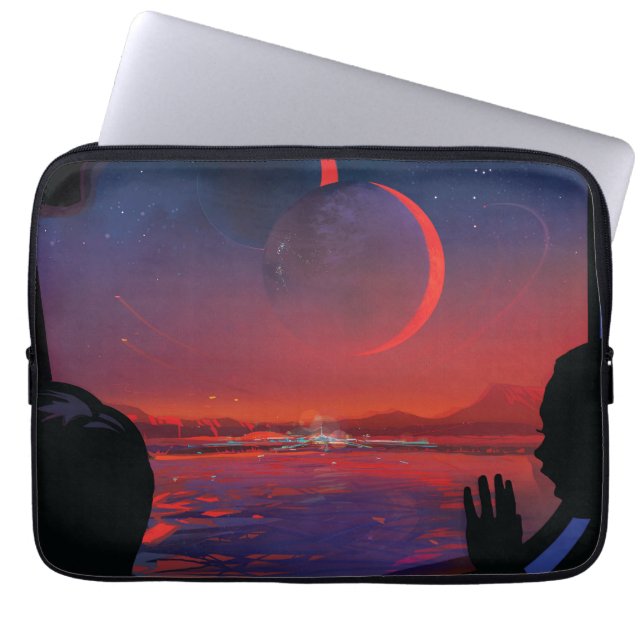 Retro Space Poster - Viewers Observe Trappist-1e. Laptop Sleeve (Front)
