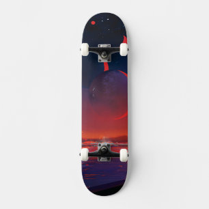 Retro Space Poster - Viewers Observe Trappist-1e. Skateboard