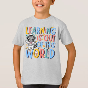 Retro Space Raccoon Learning Is Out of This World T-Shirt