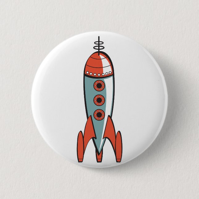 retro space rocket 2 inch round button (Front)