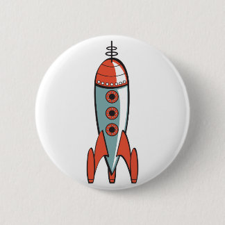 retro space rocket 2 inch round button