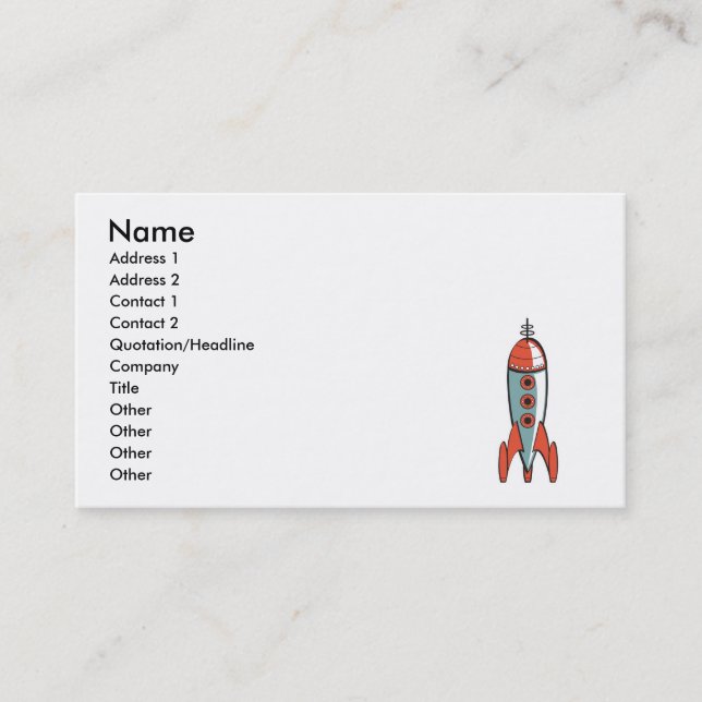 retro space rocket business card (Front)
