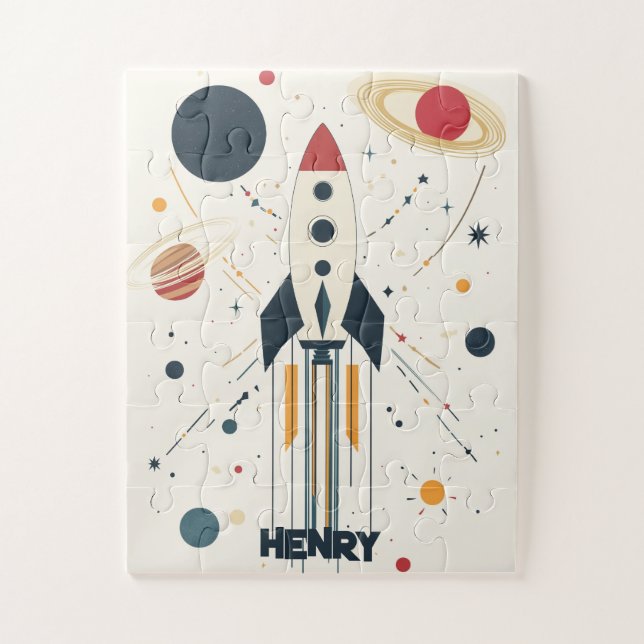 Retro Space Rocket Illustration Jigsaw Puzzle (Vertical)