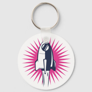 Retro Space Rocket Keychain