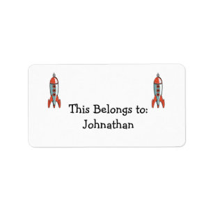 retro space rocket label