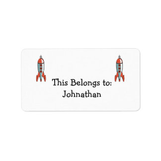 retro space rocket label