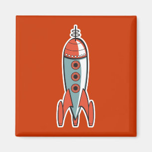 retro space rocket magnet