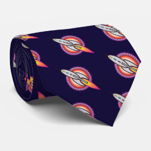 Retro Space Rocket Sci-Fi Tie