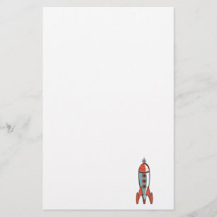 retro space rocket stationery