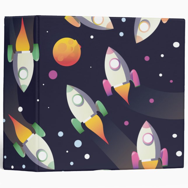Retro Space Rockets Pattern Binder (Front/Spine)
