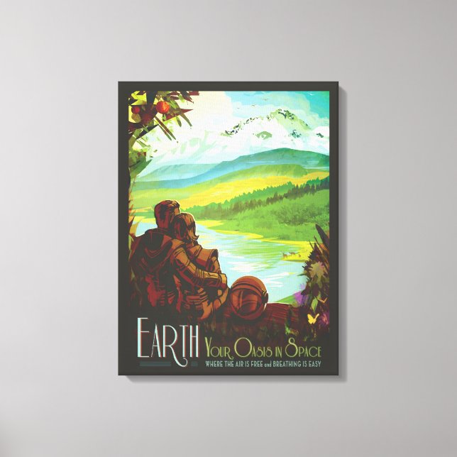 Retro Space Travel Poster-An Earth Science Mission Canvas Print (Front)