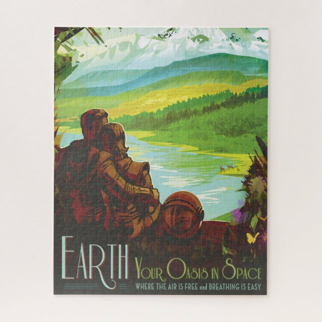 Retro Space Travel Poster-An Earth Science Mission Jigsaw Puzzle (Vertical)