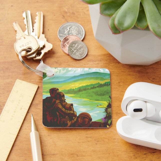 Retro Space Travel Poster-An Earth Science Mission Keychain (Desk)