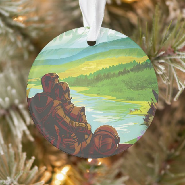 Retro Space Travel Poster-An Earth Science Mission Ornament (Tree)