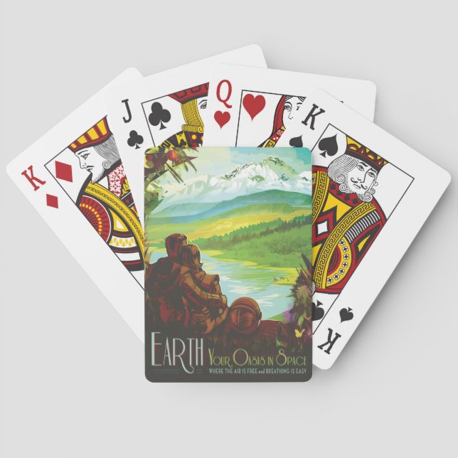 Retro Space Travel Poster-An Earth Science Mission Playing Cards (Back)