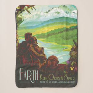 Retro Space Travel Poster-An Earth Science Mission Sherpa Blanket