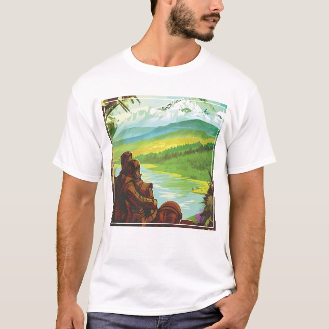 Retro Space Travel Poster-An Earth Science Mission T-Shirt (Front)