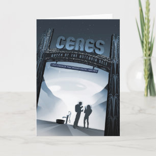 Retro Space Travel Poster-Dwarf Planet Ceres. Card