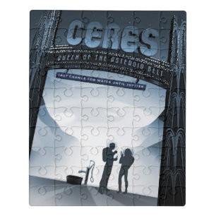 Retro Space Travel Poster-Dwarf Planet Ceres. Jigsaw Puzzle