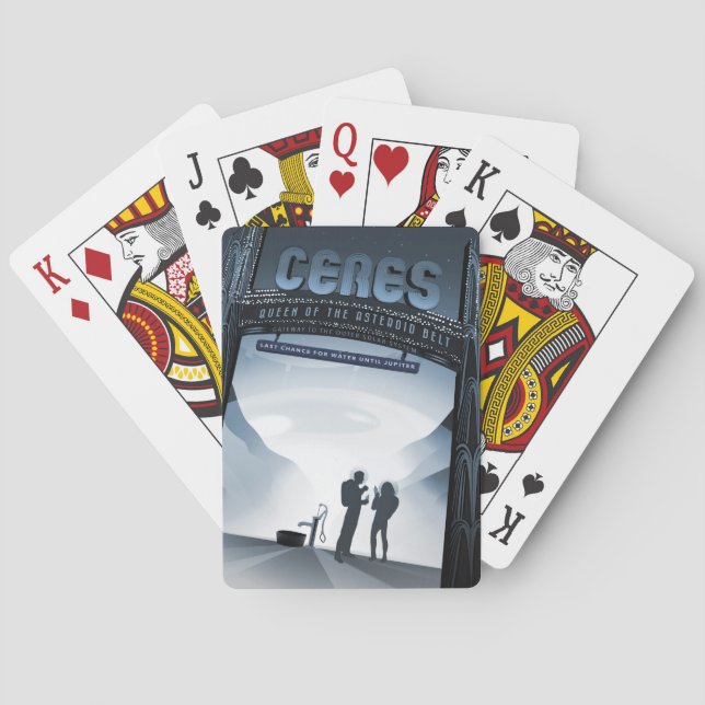 Retro Space Travel Poster-Dwarf Planet Ceres. Playing Cards (Back)