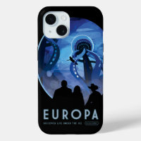 Retro Space Travel Poster- Jupiter's Moon Europa.