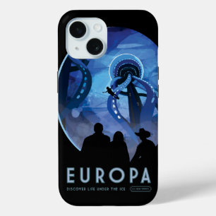 Retro Space Travel Poster- Jupiter's Moon Europa. iPhone 15 Case