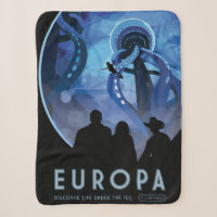 Retro Space Travel Poster- Jupiter's Moon Europa.