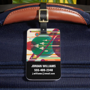 Retro Space Travel Poster- Solar System Grand Tour Luggage Tag