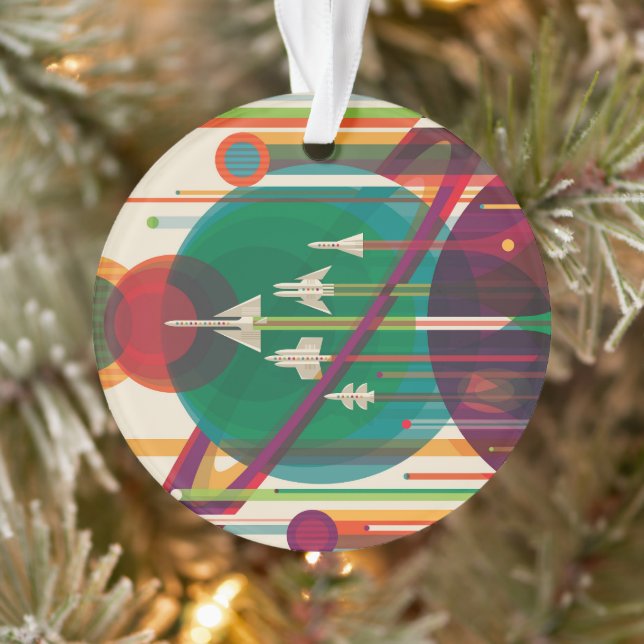 Retro Space Travel Poster- Solar System Grand Tour Ornament (Tree)