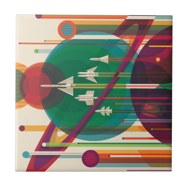 Retro Space Travel Poster- Solar System Grand Tour Tile (Front)