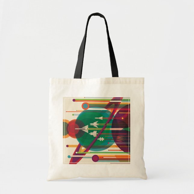 Retro Space Travel Poster- Solar System Grand Tour Tote Bag (Front)