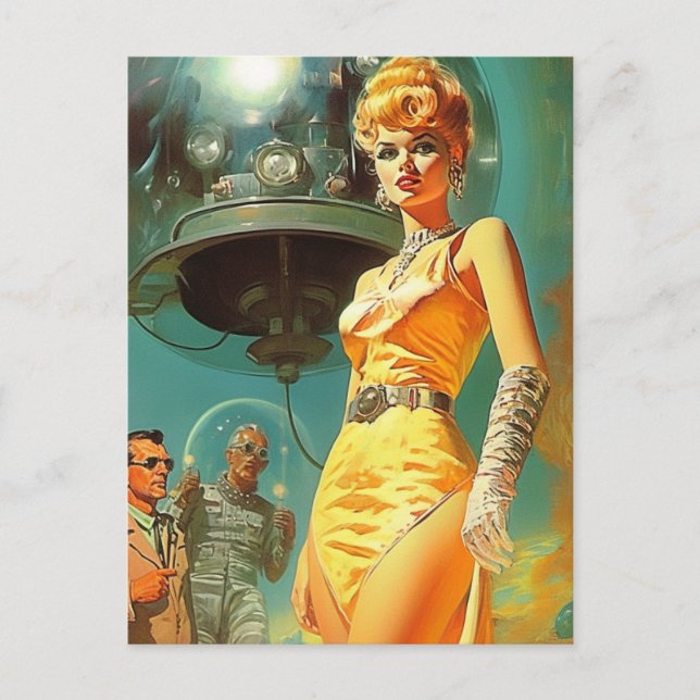 Retro Space Woman Postcard (Front)