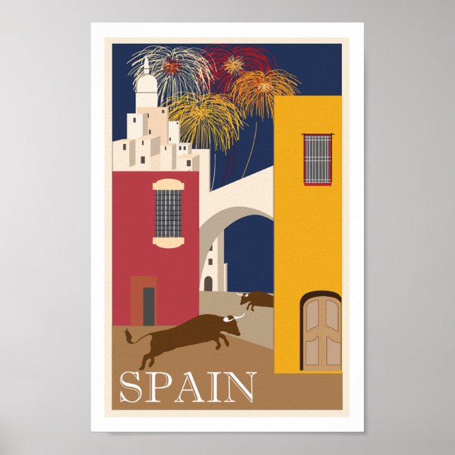 Retro Spain Travel Bull Poster (Front)
