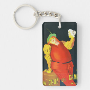 Retro Spanish Beer Ad Home Bar Wall Decor Keychain