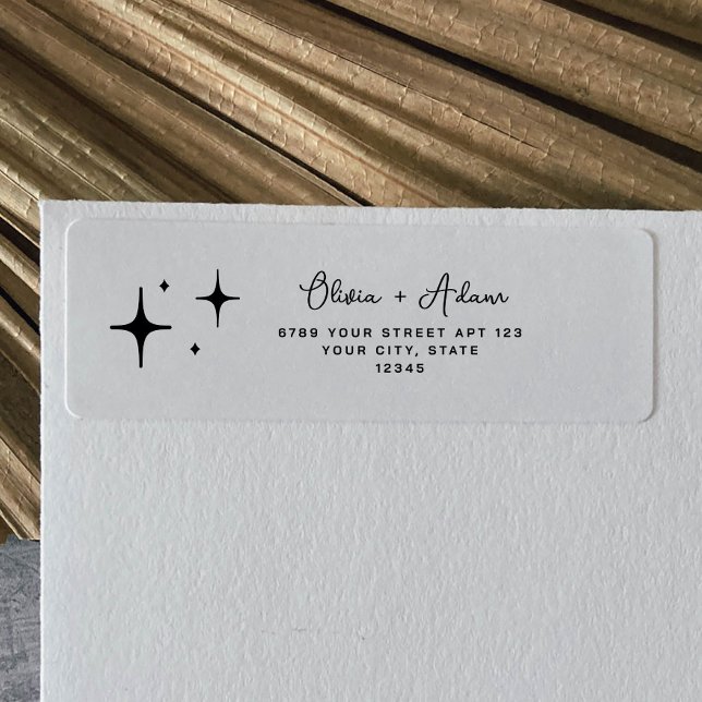 Retro Sparkle Modern Wedding Return Address Label (Creator Uploaded)