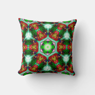 ~ Retro Sparkly Christmas Fractals ~ Throw Pillow
