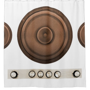 Retro speakers: brown, isolated white.