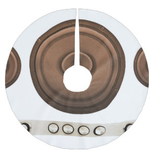 Retro speakers: brown, isolated white. brushed polyester tree skirt