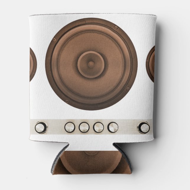 Retro speakers: brown, isolated white. can cooler (Front)