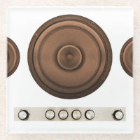 Retro speakers: brown, isolated white.
