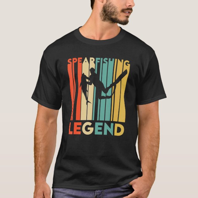 Retro Spearfishing Legend Apparel Fish Hunting Fre T-Shirt (Front)