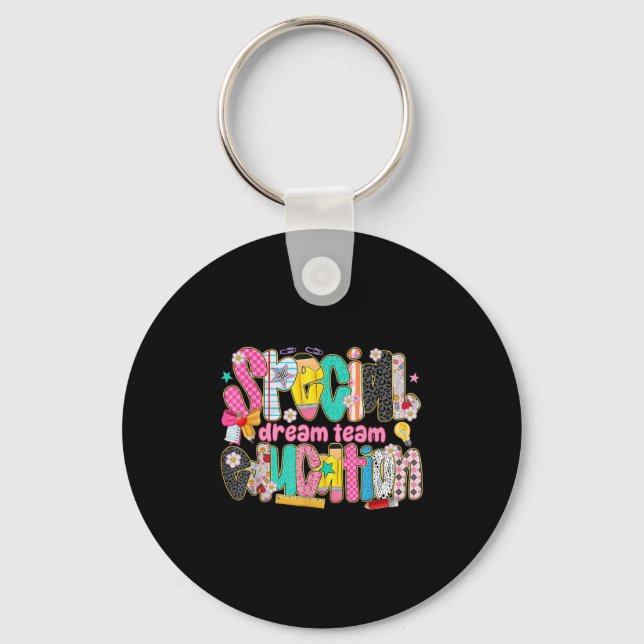 Retro Special Education Squad Dream Team Sped Teac Keychain (Front)
