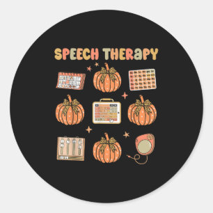 Retro Speech Therapy Slp Fall Pumpkin Speech Thera Classic Round Sticker